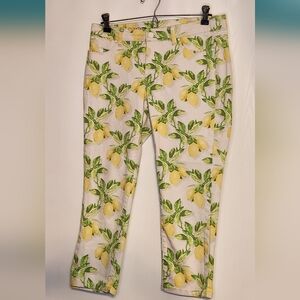 Talbots Signature Lemon Print Crop Pants Size 6P